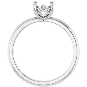 14K White Gold 8x6 mm Oval Solitaire Engagement Ring Mounting