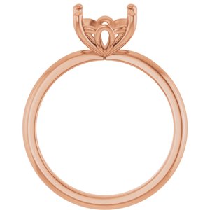 14K Rose Gold 8 mm Cushion Solitaire Engagement Ring Mounting