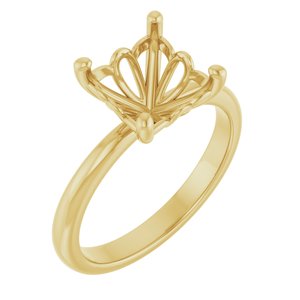 14K Yellow Gold 8 mm Asscher Solitaire Engagement Ring Mounting