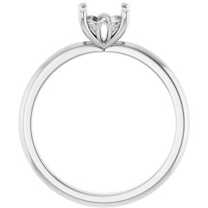 14K White Gold 6 mm Cushion Solitaire Engagement Ring Mounting