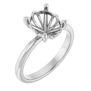 14K White Gold 10x8 mm Oval Solitaire Engagement Ring Mounting