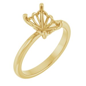 14K Yellow Gold 8x6 mm Emerald Solitaire Engagement Ring Mounting
