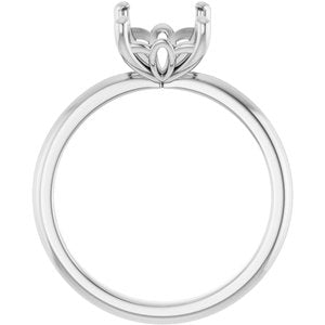14K White Gold 9x7 mm Emerald Solitaire Engagement Ring Mounting