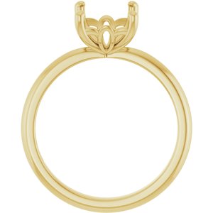 14K Yellow Gold 9x7 mm Emerald Solitaire Engagement Ring Mounting