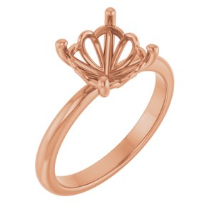 14K Rose Gold 8 mm Cushion Solitaire Engagement Ring Mounting