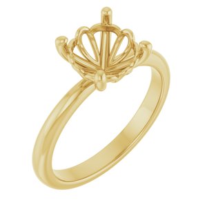 14K Yellow Gold 8.2 mm Round Solitaire Engagement Ring Mounting