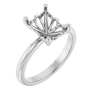 14K White Gold 9x7 mm Emerald Solitaire Engagement Ring Mounting