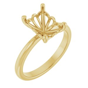 14K Yellow Gold 9x7 mm Emerald Solitaire Engagement Ring Mounting