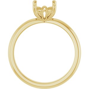 14K Yellow Gold 8x6 mm Emerald Solitaire Engagement Ring Mounting