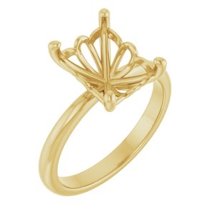 14K Yellow Gold 10x8 mm Emerald Solitaire Engagement Ring Mounting