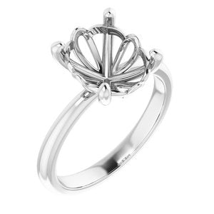 14K White Gold 11x9 mm Oval Solitaire Engagement Ring Mounting