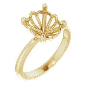 14K Yellow Gold 11x9 mm Oval Solitaire Engagement Ring Mounting