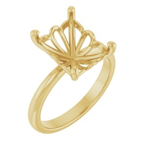 14K Yellow Gold 11x9 mm Emerald Solitaire Engagement Ring Mounting
