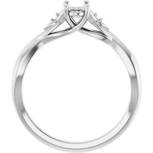 14K White Gold 6x4 mm Oval Engagement Ring Mounting