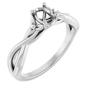 14K White Gold 6x4 mm Oval Engagement Ring Mounting