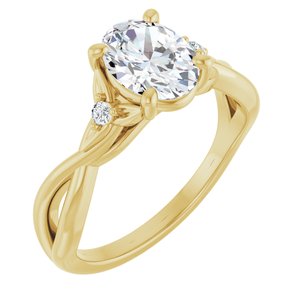14K Yellow Gold 8x6 mm Oval .04 CTW Natural Diamond Semi-Set Engagement Ring