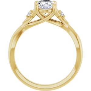 14K Yellow Gold 8x6 mm Oval .04 CTW Natural Diamond Semi-Set Engagement Ring