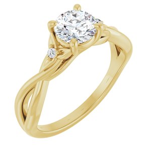 14K Yellow Gold 5.8 Round .02 CTW Natural Diamond Semi-Set Engagement Ring
