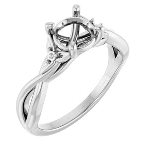 14K White Gold 6.5 mm Round Engagement Ring Mounting