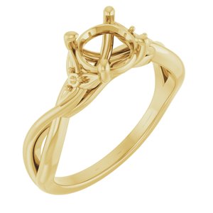 14K Yellow Gold 6.5 mm Round Engagement Ring Mounting