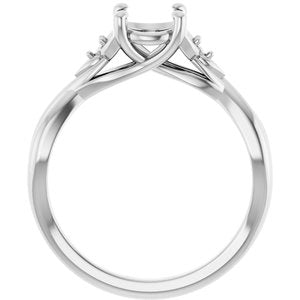14K White Gold 6.5 mm Round Engagement Ring Mounting