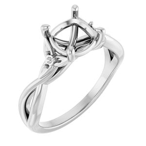 14K White Gold 7 mm Cushion Engagement Ring Mounting