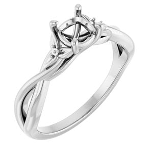 14K White Gold 5 mm Cushion Engagement Ring Mounting