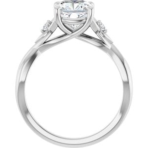 14K White Gold 7 mm Cushion .04 CTW Natural Diamond Semi-Set Engagement Ring