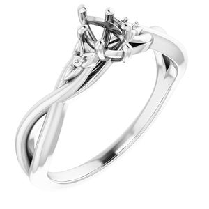 14K White Gold 6x3.5 mm Marquise Engagement Ring Mounting