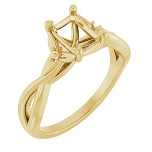 14K Yellow Gold 7x5 mm Emerald Engagement Ring Mounting