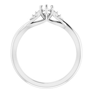 14K White Gold 6x3.5 mm Marquise Engagement Ring Mounting