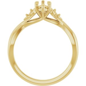 14K Yellow Gold 8x4 mm Marquise Engagement Ring Mounting