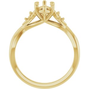 14K Yellow Gold 10x5 mm Marquise Engagement Ring Mounting