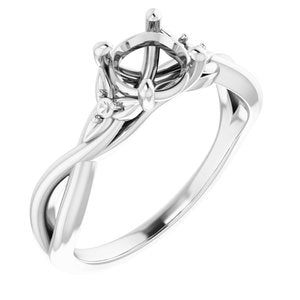 14K White Gold 6 mm Round Engagement Ring Mounting