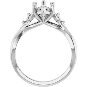 14K White Gold 12x6 mm Marquise Engagement Ring Mounting