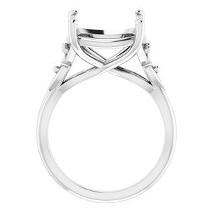 Sterling Silver 12 mm Cushion Engagement Ring Mounting