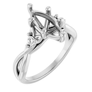 14K White Gold 12x6 mm Marquise Engagement Ring Mounting