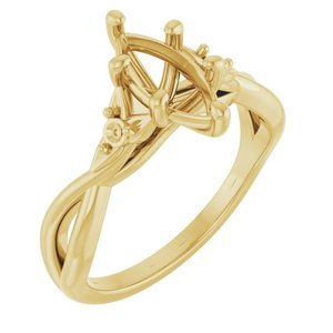 14K Yellow Gold 10x5 mm Marquise Engagement Ring Mounting