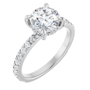 14K White Gold 7.4 mm Round 3/8 CTW Lab-Grown Diamond Semi-Set Engagement Ring