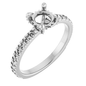 14K White Gold 5.8 mm Round Engagement Ring Mounting
