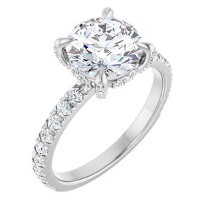 Platinum 8.2 mm Round 1/2 CTW Natural Diamond Semi-Set Engagement Ring