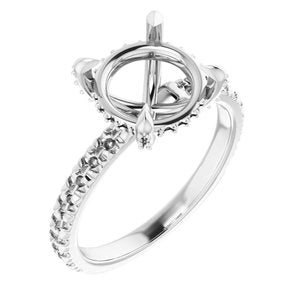 14K White Gold 9.4 mm Round Engagement Ring Mounting