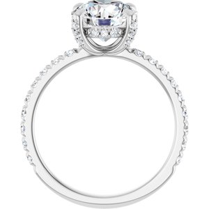 Platinum 8.2 mm Round 1/2 CTW Natural Diamond Semi-Set Engagement Ring