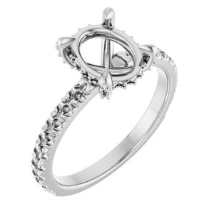 14K White Gold 9x7 mm Oval Engagement Ring Mounting