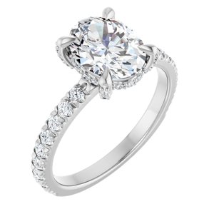 14K White Gold 9x7 mm Oval 1/2 CTW Lab-Grown Diamond Semi-Set Engagement Ring
