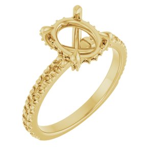 14K Yellow Gold 9x7 mm Oval Engagement Ring Mounting