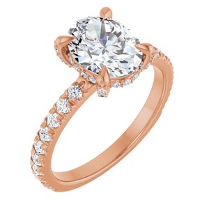 14K Rose Gold 9x7 mm Oval 1/2 CTW Lab-Grown Diamond Semi-Set Engagement Ring