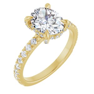14K Yellow Gold 9x7 mm Oval 1/2 CTW Lab-Grown Diamond Semi-Set Engagement Ring