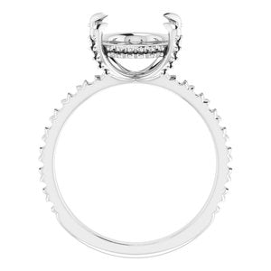 14K White Gold 12x10 mm Oval Engagement Ring Mounting