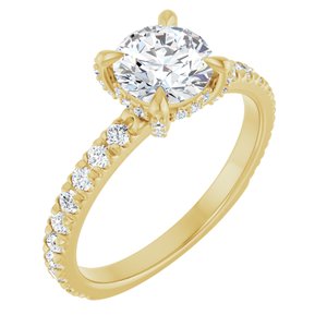 14K Yellow Gold 6.5 mm Round 1/2 CTW Natural Diamond Semi-Set Engagement Ring